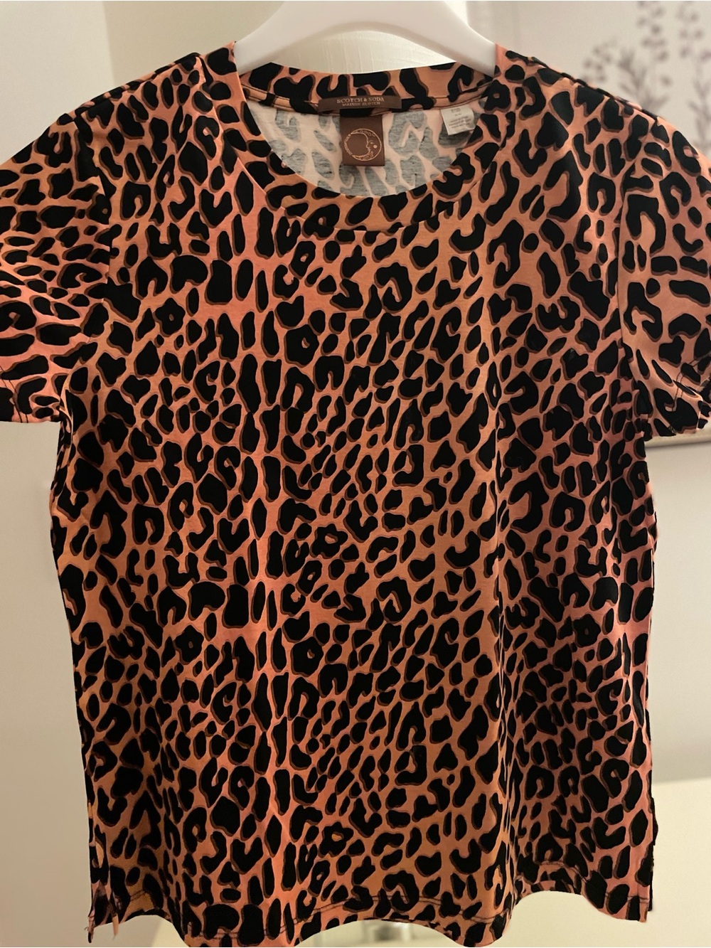 Scotch & Soda Black and Peach Leopard Print Tee